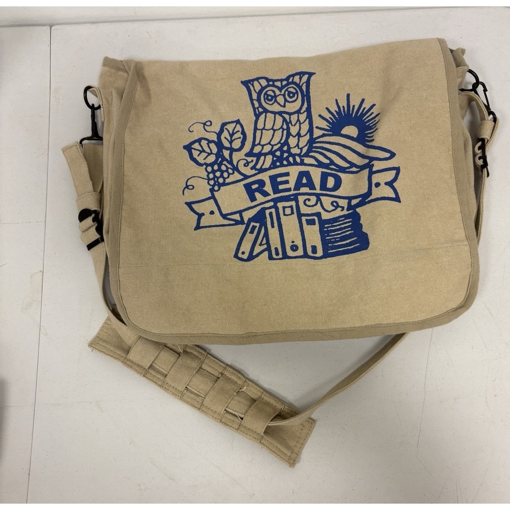 Unisex Canvas Messenger Laptop Bag, Library Books Owl